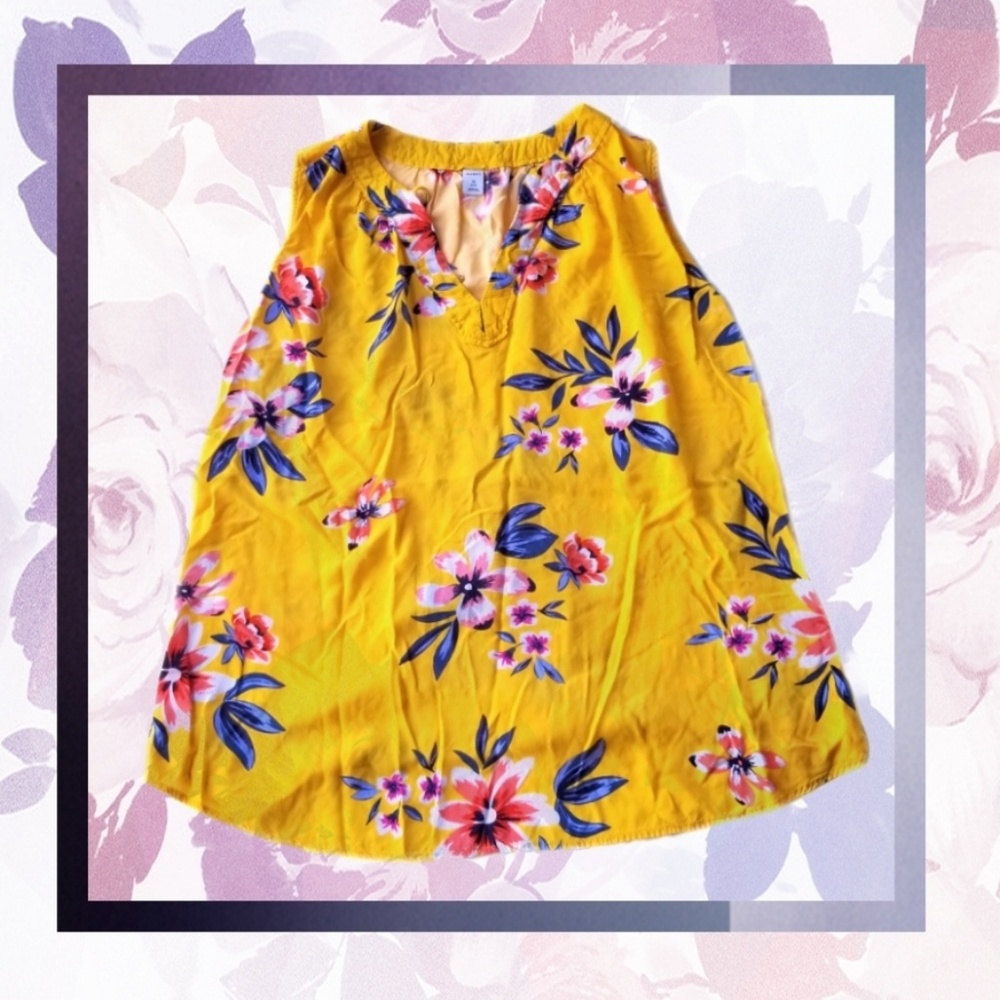 Old Navy yellow floral sleeveless tee